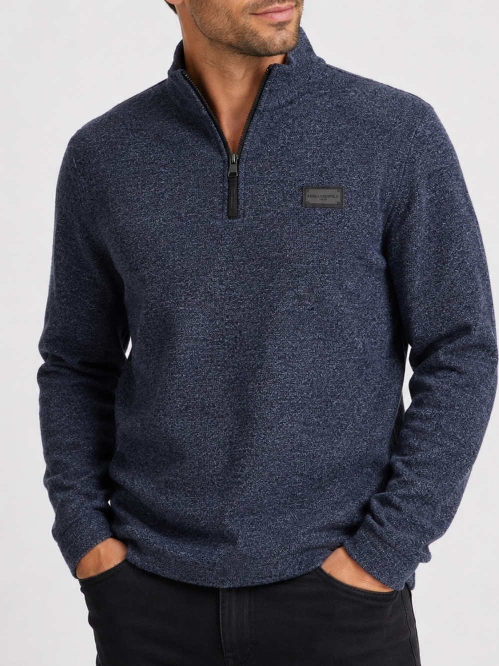 Karl Lagerfeld Paris Men’s Blue Quarter Zip Sweater Pullover Size Medium